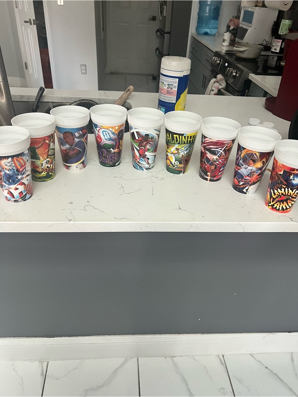 Disposable Comic-Themed White Party Cups with Multicolor Graphics - Pack